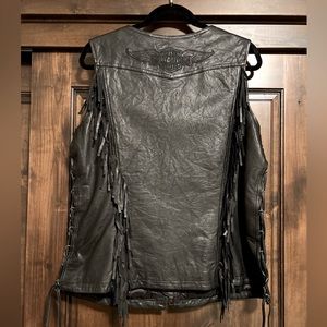 Genuine Harley Davidson Fringed Leather Vest with Lace Up Sides